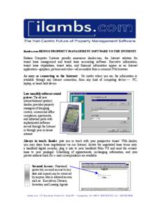 ilambs.com BRINGS PROPERTY MANAGEMENT SOFTWARE TO THE INTERNET  Bishara Computer Systems proudly announces ilambs.com, the Internet solution for