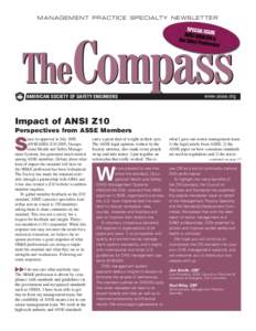 MANAGEMENT PRACTICE SPECIALTY NEWSLETTER  The Compass www.asse.org  AMERICAN SOCIETY OF SAFETY ENGINEERS