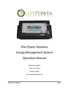 Elite Power Solutions Energy Management System Operation Manual Elite Power Solutions 1622 W 12th Place Tempe, AZ 85281
