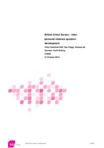 British Crime Survey – Interpersonal violence question development Vicky Campbell-Hall; Sue Clegg; Vanessa de Guzman; Keith Bolling[removed]October 2010