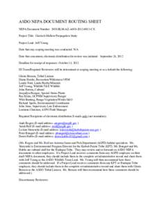 ASDO NEPA DOCUMENT ROUTING SHEET NEPA Document Number: DOI-BLM-AZ-A010[removed]CX Project Title: Gierisch Mallow Propagation Study Project Lead: Jeff Young Date that any scoping meeting was conducted: N/A Date that con