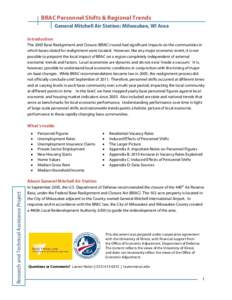 BRAC Personnel Shifts & Regional Trends General Mitchell Air Station: Milwaukee, WI Area Introduction The 2005 Base Realignment and Closure (BRAC) round had significant impacts on the communities in which bases slated fo