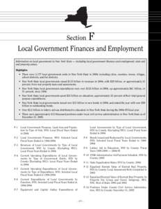 Section  F Local Government Finances and Employment Information on local government in New York State — including local government finances and employment; state aid;