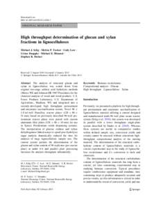 Biotechnol Lett DOI[removed]s10529[removed]ORIGINAL RESEARCH PAPER  High throughput determination of glucan and xylan