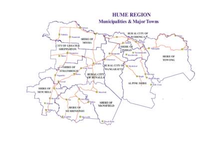HUME REGION & Major Major Towns Municipalities Municipalities & Towns