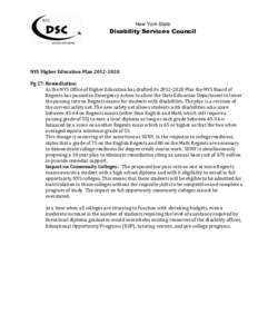 New York State  Disability Services Council NYS Higher Education Plan[removed]Pg 27: Remediation: