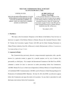 MILITARY COMMISSIONS TRIAL JUDICIARY GUANTANAMO BAY, CUBA UNITED STATES v. KHALID SHAIKH MOHAMMAD, WALID MUHAMMAD SALIH MUBARAK BIN