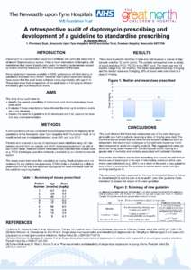 A retrospective audit of daptomycin prescribing and development of a guideline to standardise prescribing 1 Mr Stephen Morris 1. Pharmacy Dept., Newcastle Upon Tyne Hospitals NHS Foundation Trust, Freeman Hospital, Newca