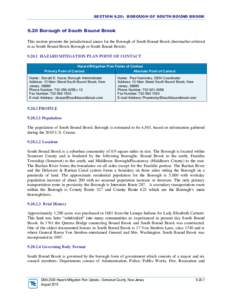 SECTION 9.20: BOROUGH OF SOUTH BOUND BROOK[removed]Borough of South Bound Brook This section presents the jurisdictional annex for the Borough of South Bound Brook (hereinafter referred to as South Bound Brook Borough or S