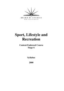 Sport, Lifestyle and Recreation - Content Endorsed Course - Stage 6 - Syllabus