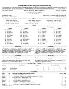 National Football League Game Summary NFL Copyright © 2013 by The National Football League. All rights reserved. This summary and play-by-play is for the express purpose of assisting media in their coverage of the game; any other use of this material is prohibited without the written permission of the National Football League.