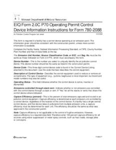 EIQ Form 2.0C P70 Operating Permit Control Device Information Instructions for FormAir Pollution Control Program fact sheet