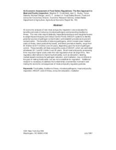 An Economic Assessment of Food Safety Regulations: The New Approach to Meat and Poultry Inspection. Stephen R. Crutchfield, Jean C. Buzby, Tanya Roberts, Michael Ollinger, and C.-T. Jordan Lin. Food Safety Branch, Food and