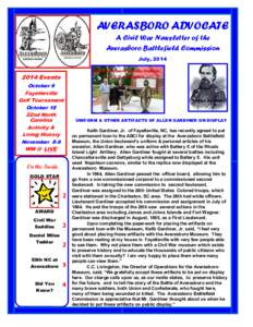 AVERASBORO ADVOCATE A Civil War Newsletter of the Averasboro Battlefield Commission April, [removed]July, 2014