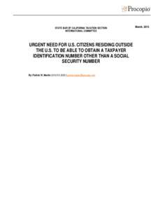 Microsoft Word - Urgent Need for US Citizens Residing Outside the US to be able to Obtain a Taxpayer Identification Number (TIN