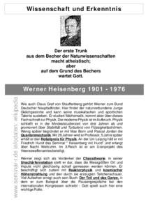 Wissenschaft und Erkenntnis  Der erste Trunk aus dem Becher der Naturwissenschaften macht atheistisch; aber