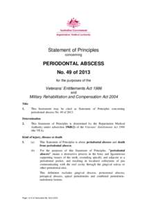 Statement of Principles concerning PERIODONTAL ABSCESS No. 49 of 2013 for the purposes of the