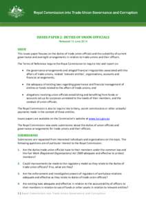 Issues paper 2—duties of union officials