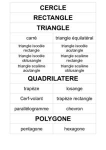 CERCLE RECTANGLE TRIANGLE carré  triangle équilatéral