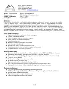 Behavior / Geography of the United States / Mount St. Helens / Internship / St. Helens /  Oregon