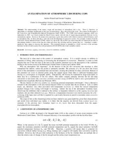 AN EXAMINATION OF ATMOSPHERIC LIDS DURING COPS Andrew Russell and Geraint Vaughan Centre for Atmospheric Science, University of Manchester, Manchester, UK E-mail: [removed] Abstract: The understan