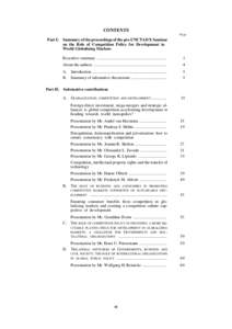 1  The Role of Competition Policy for Development in Globalizing World Markets CONTENTS Page