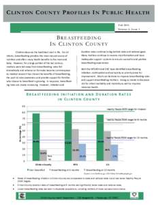 C L I N TO N C O U N T Y P RO F I L E S I N P U B L I C H E A LT H Fall 2013 V o l um e 2 , I s s ue 1 BREASTFEEDING IN CLINTON COUNTY