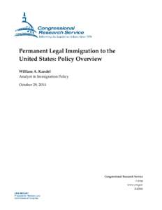 Permanent Legal Immigration to the United States: Policy Overview