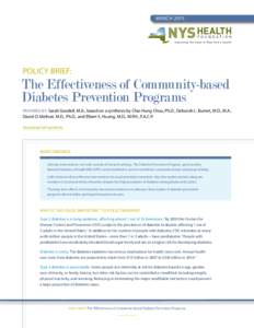 MarchPolicy Brief: The Effectiveness of Community-based Diabetes Prevention Programs