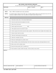MK 25 MOD 2 UBA POSTDIVE CHECKLIST For use of this form, see FM[removed]; the proponent agency is TRADOC. DATE (YYYYMMDD) DIVER NAME