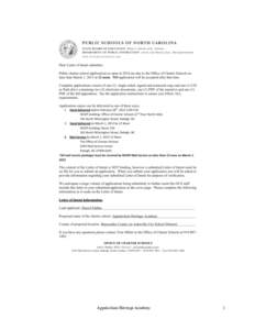 Appalachian Heritage Academy  1 NORTH CAROLINA CHARTER SCHOOL APPLICATION