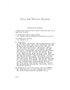 Sigla for Textual Sources  Manuscript Sources (Entries listed as “Beal, Index” refer to citations in Peter Beal, comp., Index of English Literary Manuscripts.) AF	 United States Air Force Academy, Colorado