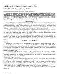 Lipoic Acid Uptake in Escherichia coli