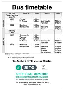 Bus timetable Route 22 Service Turley Murphy Mon-Fri