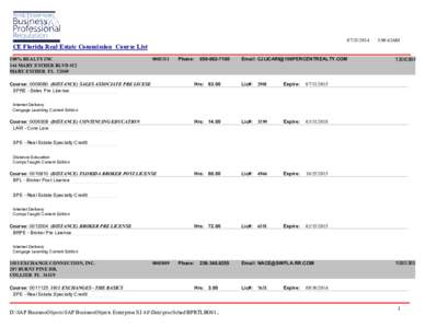 [removed]:00:43AM CE Florida Real Estate Commission Course List 100% REALTY INC