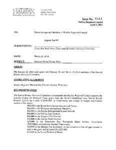 Hallmark Event Grants[removed]Apr 1/14 Regional Council - HRM