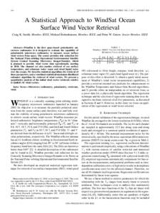 164  IEEE GEOSCIENCE AND REMOTE SENSING LETTERS, VOL. 3, NO. 1, JANUARY 2006 A Statistical Approach to WindSat Ocean Surface Wind Vector Retrieval