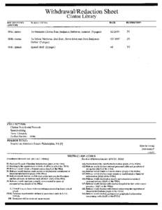 Withdrawal/Redaction Clinton Library DOCUMENT NO. AND TYPE