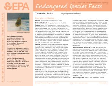 US EPA, Endangered Species Facts - Tidewater Goby