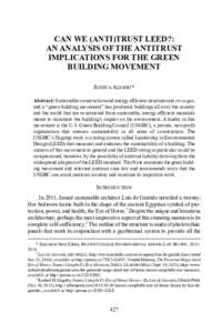 CAN WE (ANTI)TRUST LEED?: AN ANALYSIS OF THE ANTITRUST IMPLICATIONS FOR THE GREEN BUILDING MOVEMENT