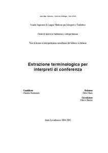 Alma Mater Studiorum - Università di Bologna - Sede di Forlì  Scuola Superiore di Lingue Moderne per Interpreti e Traduttori