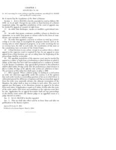 CHAPTER 3 SENATE BILL No. 324 AN ACT concerning the courts; relating to appellate jurisdiction; amending K.S.A[removed]and repealing the existing section.  Be it enacted by the Legislature of the State of Kansas: