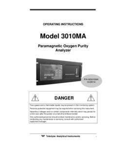 OPERATING INSTRUCTIONS  Model 3010MA Paramagnetic Oxygen Purity Analyzer