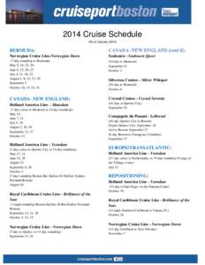 2014 Cruise Schedule (As of January[removed]BERMUDA:  CANADA -NEW ENGLAND (cont’d):