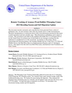 United States Department of the Interior U.S. GEOLOGICAL SURVEY Northern Prairie Wildlife Research Center 8711 37th Street SE Jamestown, North Dakota[removed]5500 • fax: ([removed]