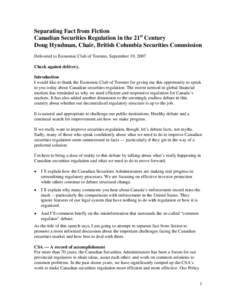 Law / United States securities law / Financial system / Securities / 73rd United States Congress / United States Securities and Exchange Commission / Securities Commission / Securities regulation in the United States / Investor education / Financial regulation / Canadian law / Canadian securities regulation