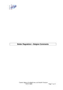 Better Regulation – Belgian Comments  Federal Agency for Medicines and Health Products[removed]Page 1 sur 3