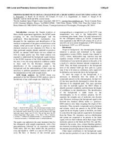 44th Lunar and Planetary Science Conference[removed]pdf FROM BACKGROUND TO SIGNAL: CHALLENGES OF A SOLID SAMPLE ANALYSIS USING SAM GC-MS