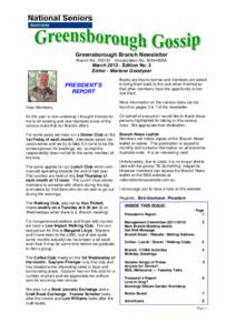 Greensborough Branch Newsletter Branch NoIncorporation No. A0044936A  MarchEdition No. 3