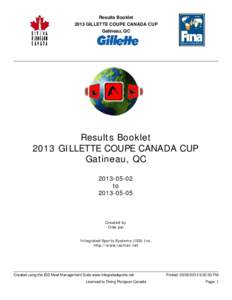 Results Booklet 2013 GILLETTE COUPE CANADA CUP Gatineau, QC Results Booklet 2013 GILLETTE COUPE CANADA CUP